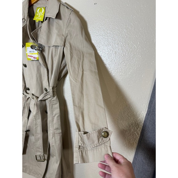 NWT QMack Trench Coat Women Med Khaki Belted Double Breasted Spring Rain Outdoor - Picture 7 of 11
